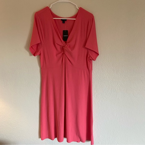 NWT Torrid Coral Rib Knit Front Twist Skater Dress Size 2X - Picture 7 of 7